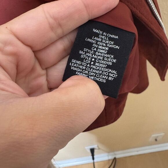 Theory Jacket Women's Large Burgundy Suede Leather Moto Studded Full Zip Pockets - Picture 5 of 12